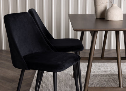 Venture Home Kaseidon & Night Rektangulära Matbord 120 x 80 Mörkbrun + Matstolar 2-pack Svart