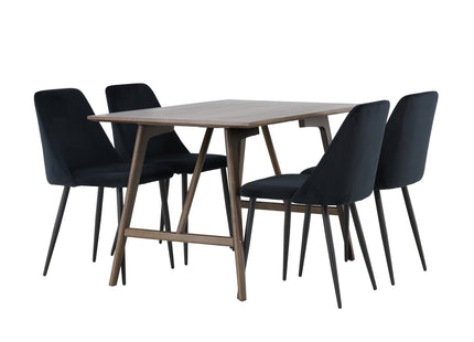 Venture Home Kaseidon & Night Rektangulära Matbord 120 x 80 Mörkbrun + Matstolar 2-pack Svart