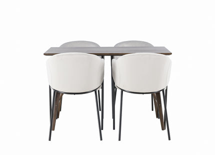 Venture Home Kaseidon & Evelina Rektangulära Matbord 120 x 80 Mörkbrun + Matstolar 2-pack Grå