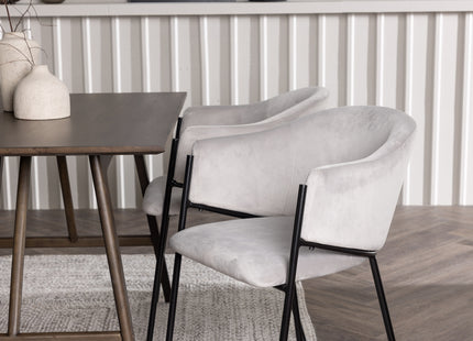 Venture Home Kaseidon & Evelina Rektangulära Matbord 120 x 80 Mörkbrun + Matstolar 2-pack Grå