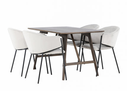 Venture Home Kaseidon & Evelina Rektangulära Matbord 120 x 80 Mörkbrun + Matstolar 2-pack Grå