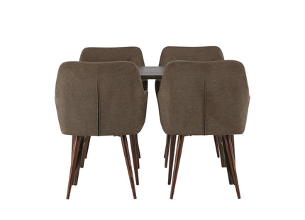 Venture Home Kaseidon & Tomorrow Rektangulära Matbord 120 x 80 Mörkbrun + Matstolar 2-pack Brun