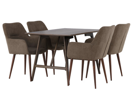 Venture Home Kaseidon & Tomorrow Rektangulära Matbord 120 x 80 Mörkbrun + Matstolar 2-pack Brun
