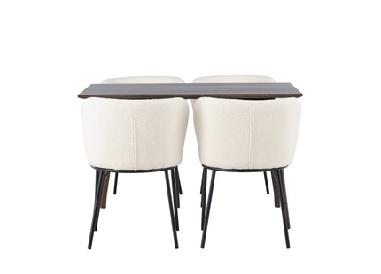 Venture Home Kaseidon & Edina Rektangulära Matbord 120 x 80 Mörkbrun + Matstolar 2-pack Vit