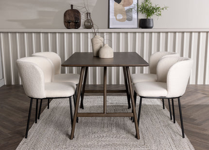 Venture Home Kaseidon & Edina Rektangulära Matbord 120 x 80 Mörkbrun + Matstolar 2-pack Vit