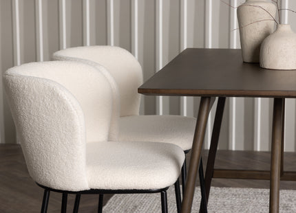 Venture Home Kaseidon & Edina Rektangulära Matbord 120 x 80 Mörkbrun + Matstolar 2-pack Vit