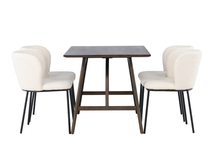 Venture Home Kaseidon & Edina Rektangulära Matbord 120 x 80 Mörkbrun + Matstolar 2-pack Vit