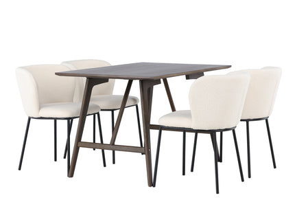 Venture Home Kaseidon & Edina Rektangulära Matbord 120 x 80 Mörkbrun + Matstolar 2-pack Vit
