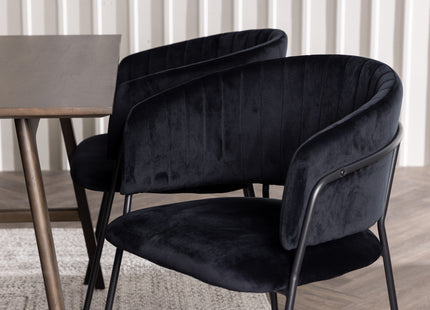 Venture Home Kaseidon & Selma Rektangulära Matbord 120 x 80 Mörkbrun + Matstolar 2-pack Svart