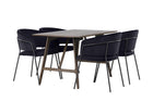 Venture Home Kaseidon & Selma Rektangulära Matbord 120 x 80 Mörkbrun + Matstolar 2-pack Svart