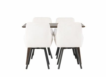 Venture Home Kaseidon & Rosie Rektangulära Matbord 120 x 80 Mörkbrun + Matstolar 2-pack Beige