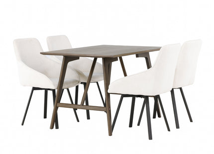 Venture Home Kaseidon & Rosie Rektangulära Matbord 120 x 80 Mörkbrun + Matstolar 2-pack Beige