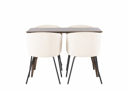 Venture Home Berit & Kaseidon Matstolar Beige + Rektangulära Matbord 120 x 80 Mörkbrun