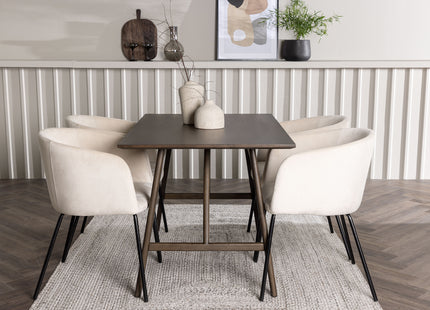 Venture Home Berit & Kaseidon Matstolar Beige + Rektangulära Matbord 120 x 80 Mörkbrun