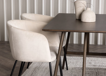 Venture Home Berit & Kaseidon Matstolar Beige + Rektangulära Matbord 120 x 80 Mörkbrun
