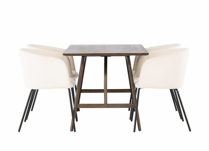 Venture Home Berit & Kaseidon Matstolar Beige + Rektangulära Matbord 120 x 80 Mörkbrun