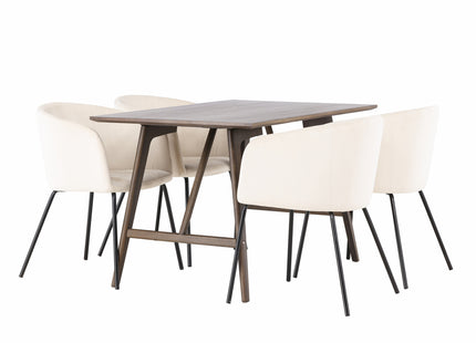 Venture Home Berit & Kaseidon Matstolar Beige + Rektangulära Matbord 120 x 80 Mörkbrun