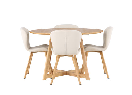 Venture Home Yakidon & Lilja Runda Matbord ⌀120 Brun + Matstolar 2-pack Beige