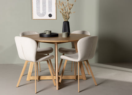Venture Home Yakidon & Lilja Runda Matbord ⌀120 Brun + Matstolar 2-pack Beige