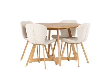 Venture Home Yakidon & Lilja Runda Matbord ⌀120 Brun + Matstolar 2-pack Beige