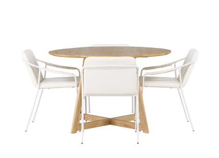 Venture Home Yakidon & Tvist Runda Matbord ⌀120 Brun + Matstolar 2-pack Beige