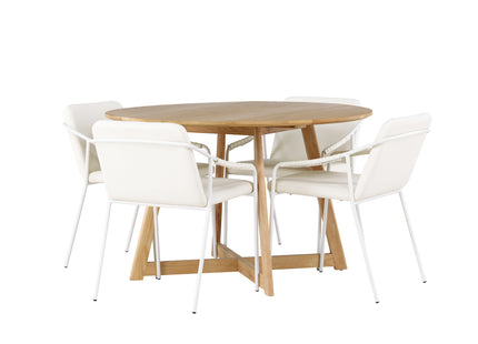 Venture Home Yakidon & Tvist Runda Matbord ⌀120 Brun + Matstolar 2-pack Beige