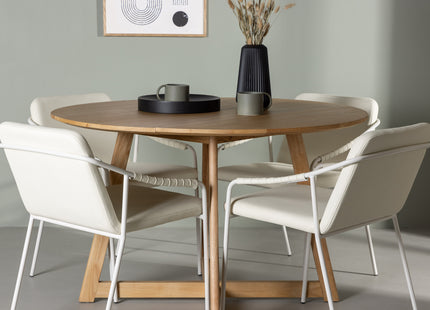 Venture Home Yakidon & Tvist Runda Matbord ⌀120 Brun + Matstolar 2-pack Beige