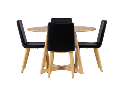 Venture Home Yakidon & Today Runda Matbord ⌀120 Brun + Matstolar 2-pack Svart
