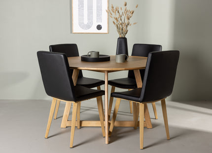 Venture Home Yakidon & Today Runda Matbord ⌀120 Brun + Matstolar 2-pack Svart