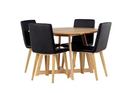 Venture Home Yakidon & Today Runda Matbord ⌀120 Brun + Matstolar 2-pack Svart