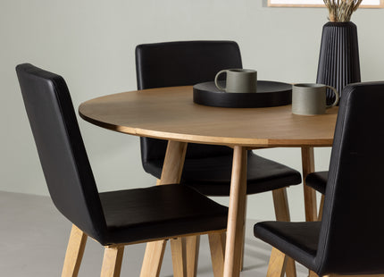 Venture Home Yakidon & Today Runda Matbord ⌀120 Brun + Matstolar 2-pack Svart