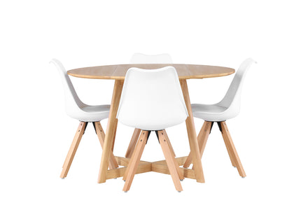 Venture Home Yakidon & Zeno Runda Matbord ⌀120 Brun + Matstolar 2-pack Vit