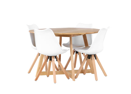 Venture Home Yakidon & Zeno Runda Matbord ⌀120 Brun + Matstolar 2-pack Vit