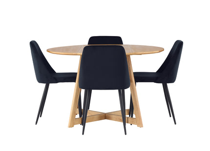 Venture Home Yakidon & Night Runda Matbord ⌀120 Brun + Matstolar 2-pack Svart
