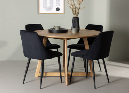 Venture Home Yakidon & Night Runda Matbord ⌀120 Brun + Matstolar 2-pack Svart