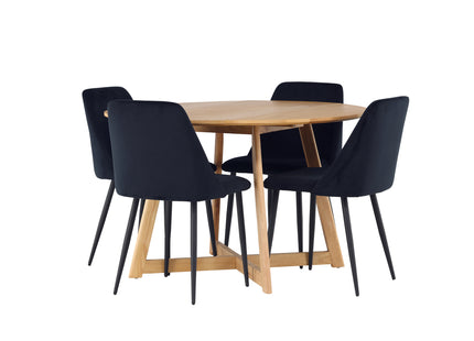 Venture Home Yakidon & Night Runda Matbord ⌀120 Brun + Matstolar 2-pack Svart