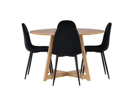 Venture Home Polar & Yakidon Matstolar 2-pack Svart + Runda Matbord ⌀120 Brun