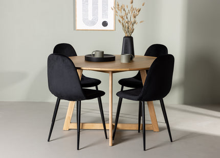 Venture Home Polar & Yakidon Matstolar 2-pack Svart + Runda Matbord ⌀120 Brun