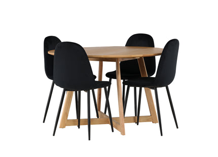 Venture Home Polar & Yakidon Matstolar 2-pack Svart + Runda Matbord ⌀120 Brun