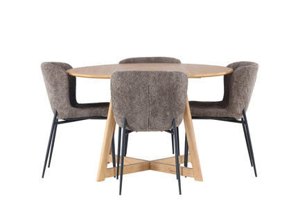 Venture Home Modesto & Yakidon Matstolar 2-pack Brun + Runda Matbord ⌀120 Brun