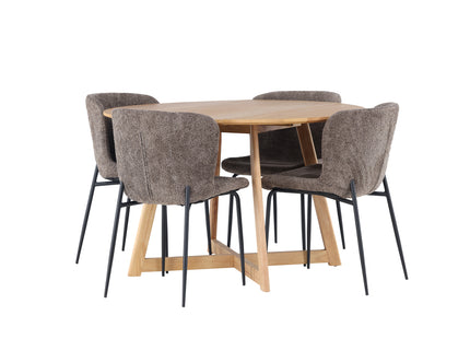 Venture Home Modesto & Yakidon Matstolar 2-pack Brun + Runda Matbord ⌀120 Brun