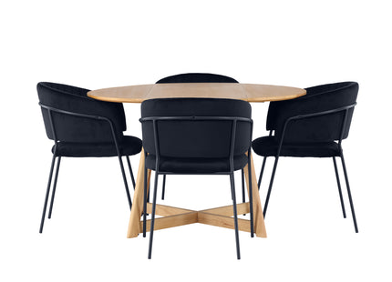 Venture Home Yakidon & Selma Runda Matbord ⌀120 Brun + Matstolar 2-pack Svart