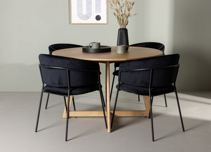 Venture Home Yakidon & Selma Runda Matbord ⌀120 Brun + Matstolar 2-pack Svart