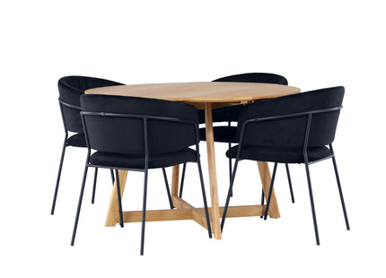 Venture Home Yakidon & Selma Runda Matbord ⌀120 Brun + Matstolar 2-pack Svart