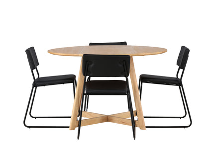 Venture Home Kenth & Yakidon Matstolar 2-pack Svart + Runda Matbord ⌀120 Brun