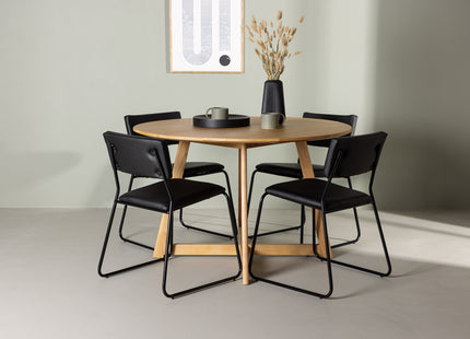 Venture Home Kenth & Yakidon Matstolar 2-pack Svart + Runda Matbord ⌀120 Brun