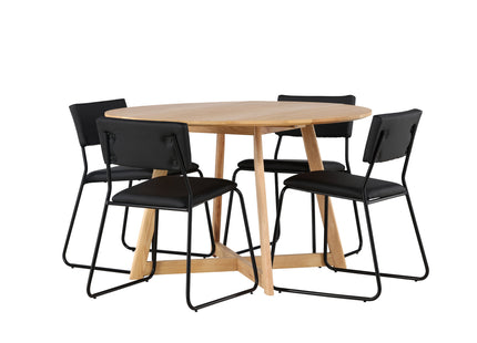 Venture Home Kenth & Yakidon Matstolar 2-pack Svart + Runda Matbord ⌀120 Brun