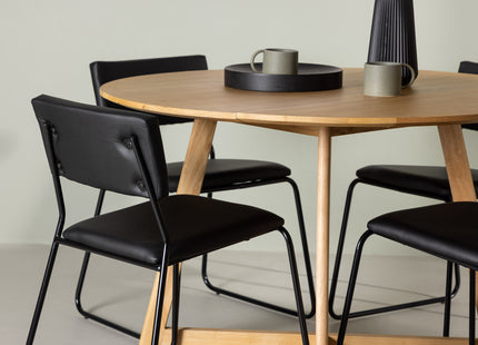 Venture Home Kenth & Yakidon Matstolar 2-pack Svart + Runda Matbord ⌀120 Brun