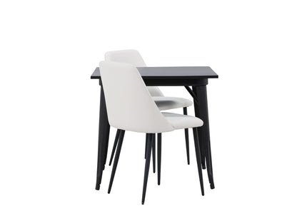 Venture Home Tempe & Night Rektangulära Matbord 80 x 80 Svart + Matstolar 2-pack Vit