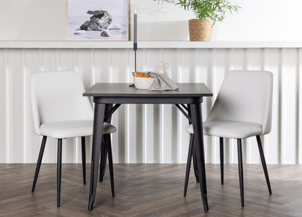 Venture Home Tempe & Night Rektangulära Matbord 80 x 80 Svart + Matstolar 2-pack Vit